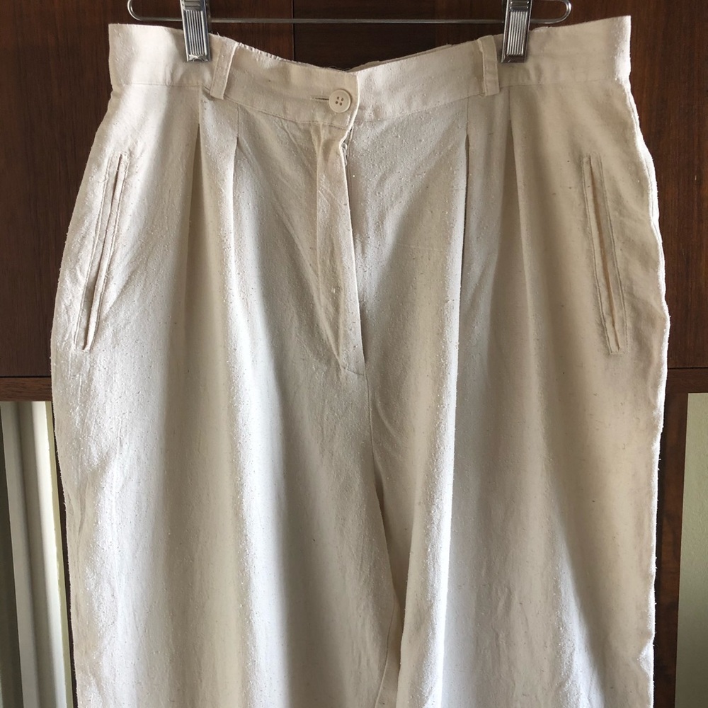 SOLD • raw silk high waist pleated trousers - Picture 2 of 5